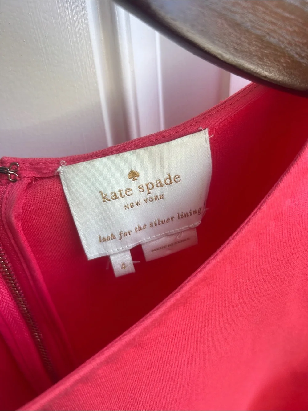 Vintage kate spade shift dress in Muted Coral color w 3/4 sleeve & beaded pocket